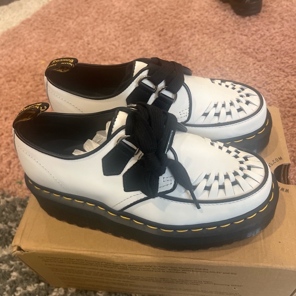 Dr. Martens Black and White Woven Lace-Up Shoes - Picture 2 of 4